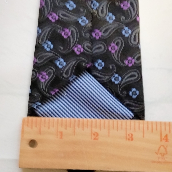 Haspel Men's Black Paisley Flower Necktie Tie Silk Retro Classic Abstract - Picture 7 of 8